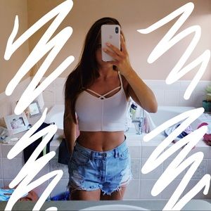 SALE White Crop Tank Top